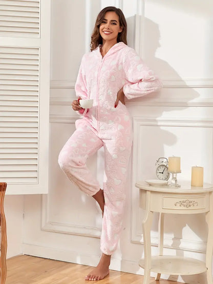 Heart Pattern Fuzzy Onesie™