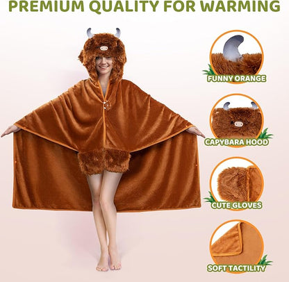 Highland Cow Hoodie Blanket™