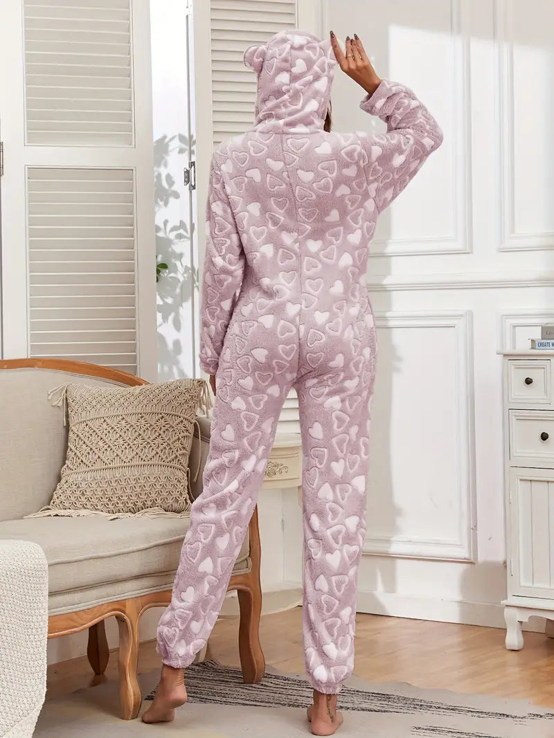 Heart Pattern Fuzzy Onesie™